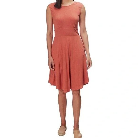 prAna Jola Dress Womens Terracotta Cotton Fit & Flare Scoop Back Below Knee XS - Picture 3 of 4